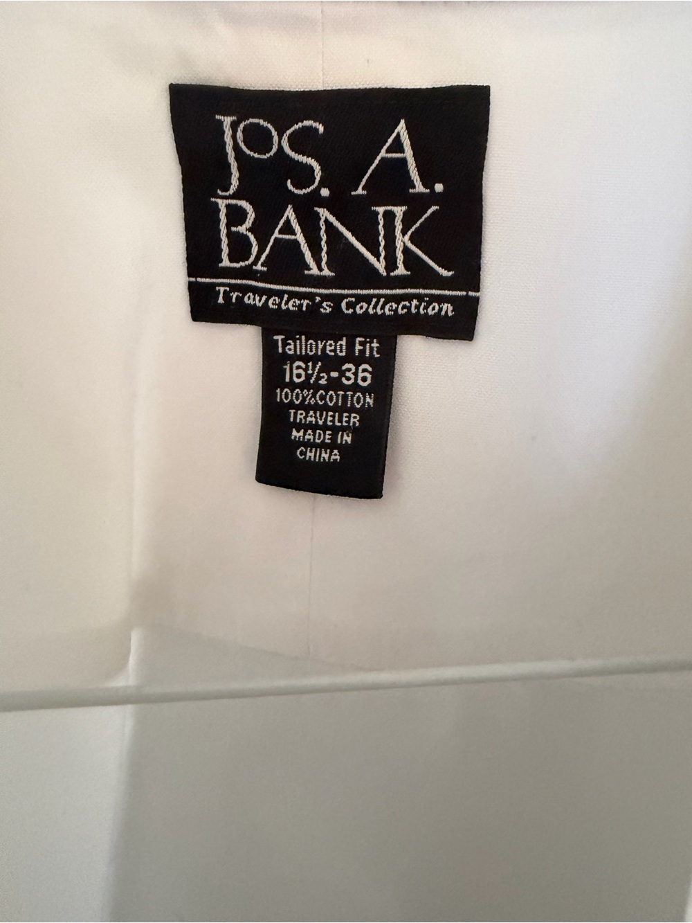 Jos. A. Bank White Dress Shirt with Black Label - Traveler’s Collection